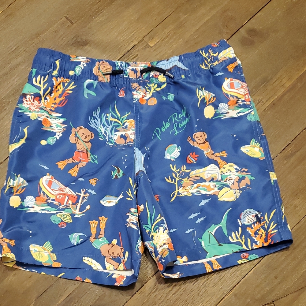 Polo by Ralph Lauren Blue Swim Trunks Cartoon Design